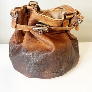 Old Trend Pumpkin Ombré Pebbled Leather Bucket Bag